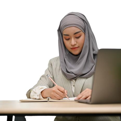 Focused Muslim Writer Planning Her Children’s Book
